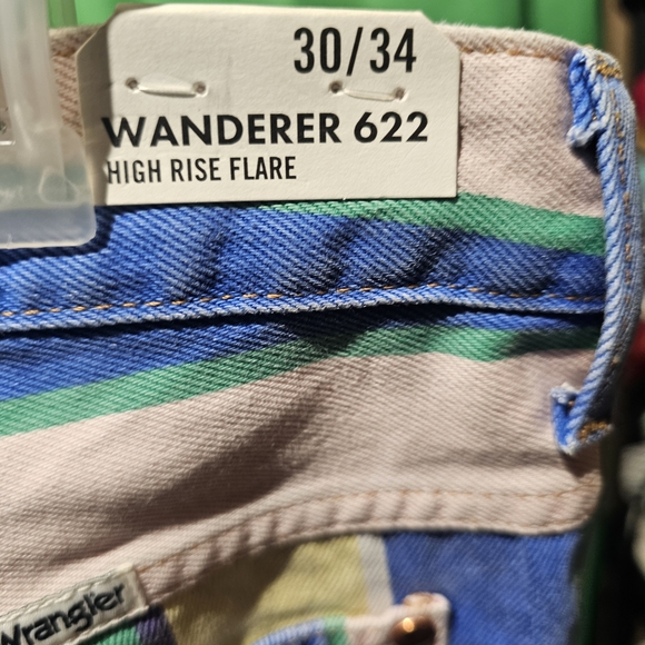 Wrangler Multicolor Wanderer High Rise Flare Striped NWT 30 Waist 34 Length - Picture 7 of 14